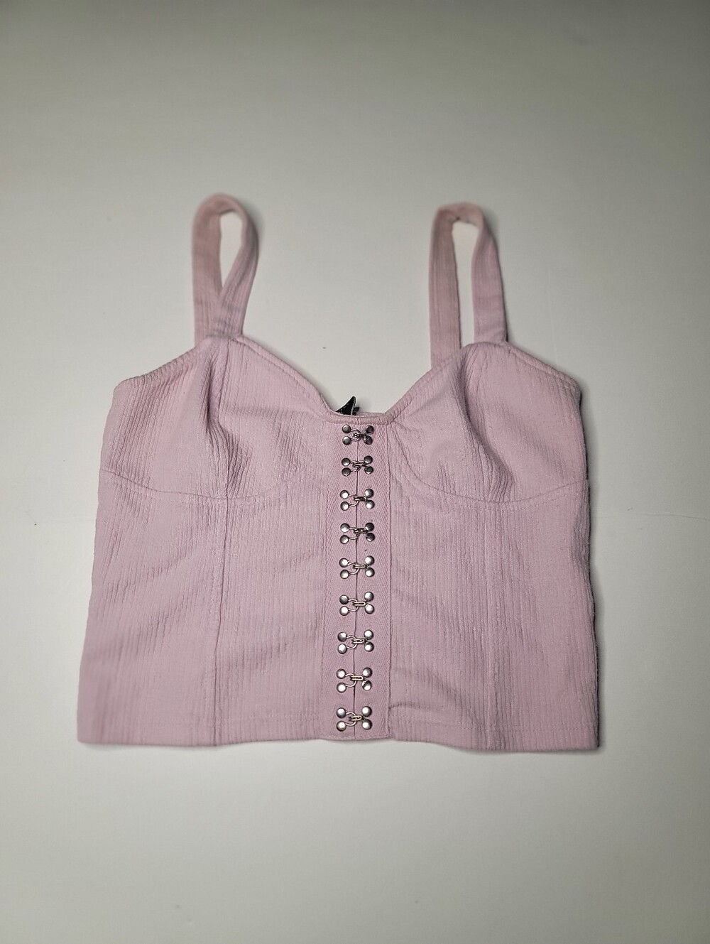 Forever 21 Pale Pink Cropped Hook-Front Tank